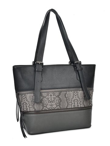 Pre dokonalý a originálny outfit Čierna kabelka na rameno s hadím motívom Paresh